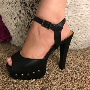 Black heels with silver studs